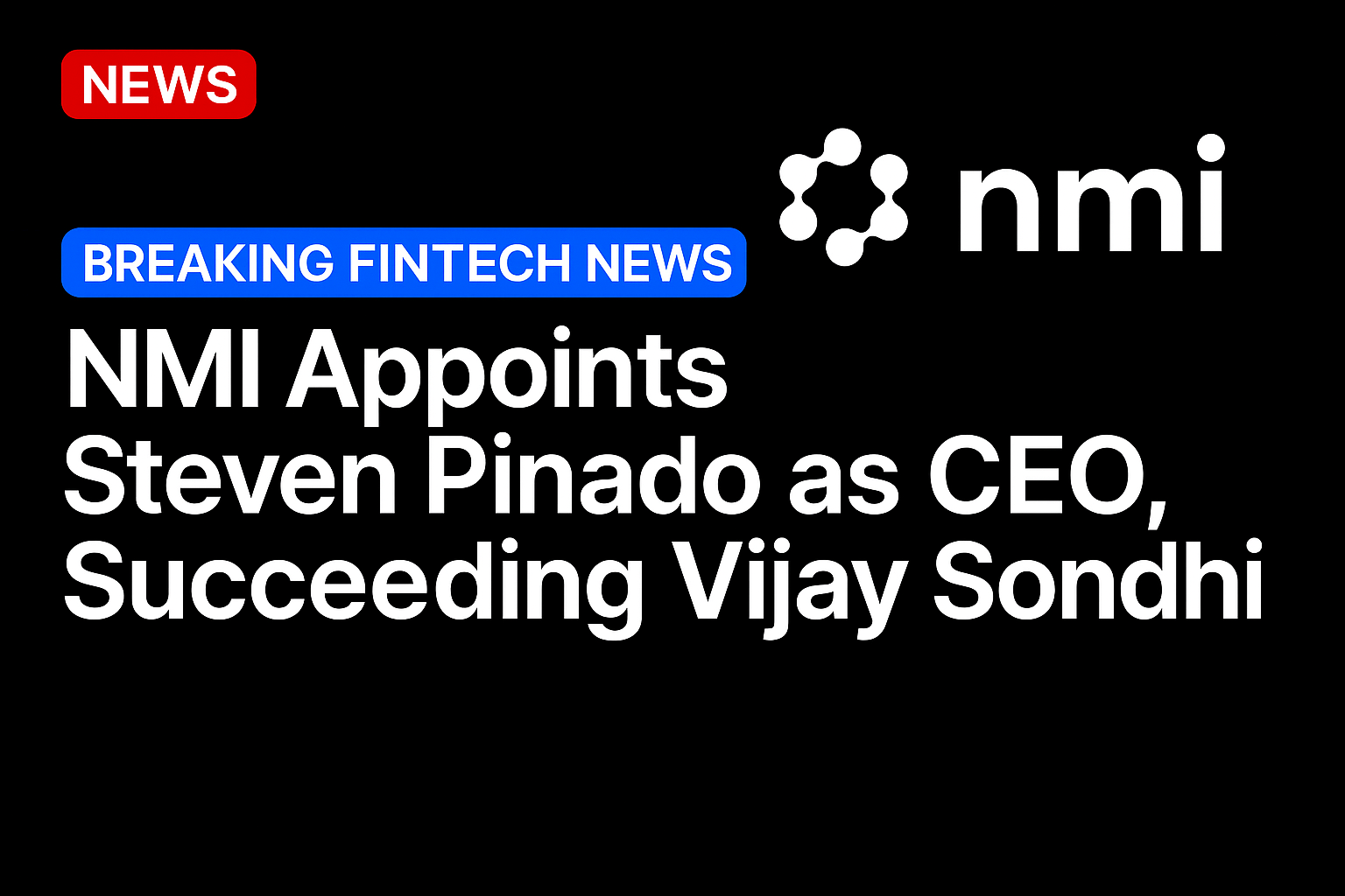 NMI appoints Steven Pinado as CEO, succeeding Vijay Sondhi