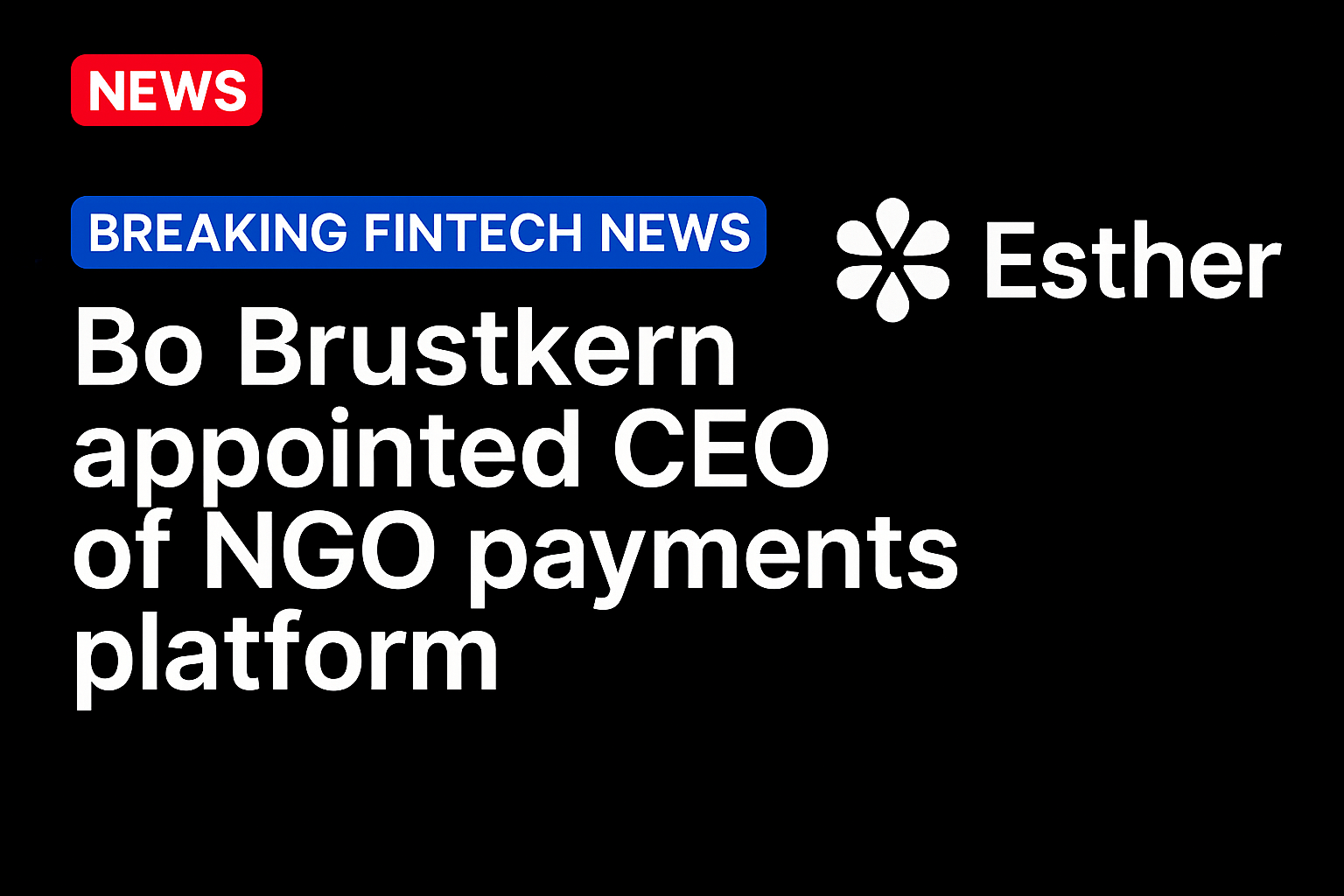 Bo Brustkern appointed CEO of NGO payments platform Esther